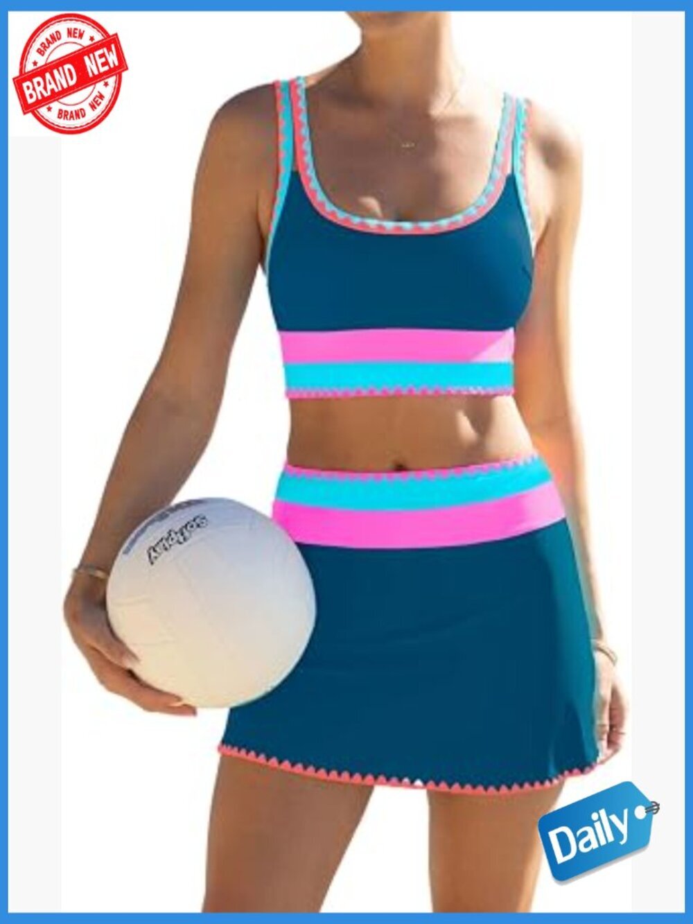 3 Piece High Waisted Bikini Set with Skirt Tummy Control Swimsuits